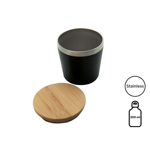 Mug isotherme 330ml double paroi avec couvercle bambou personnalisable