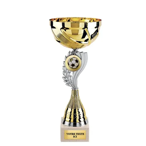 Coupe Or et Argent sur Socle Marbre Personnalisable - 8 Tailles