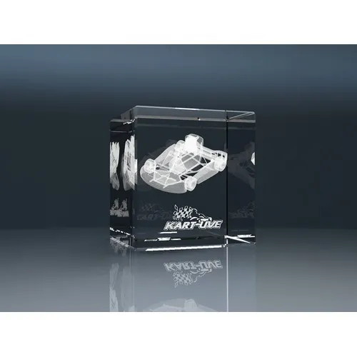Cube en Verre Optique 80mm - Gravure Laser 3D Personnalisable