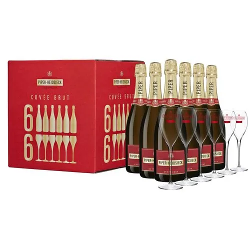CHAMPAGNE PIPER-HEIDSIECK BRUT - COFFRET 6 BOUTEILLES 75cl ET 6 FLÛTES