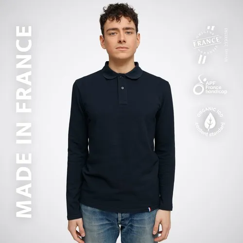Polo Homme Manche Longue Coton Bio - Personnalisable par Sérigraphie