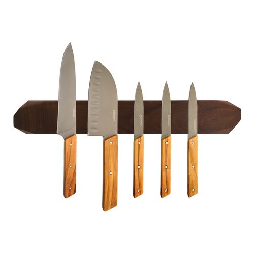 Barre aimantée murale en acacia personnalisable - Support magnétique 40cm