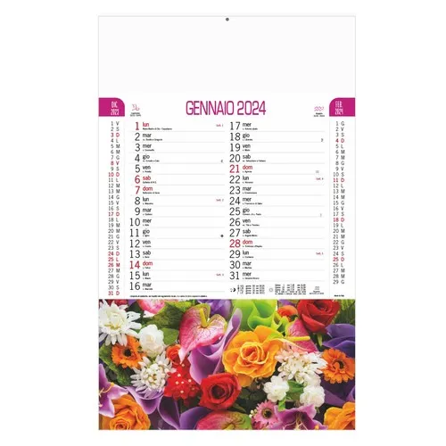 Calendrier Trimestriel Fleurs Personnalisable - 28,8x47 cm