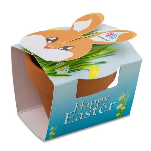 Mini Pot Lapin Terre Cuite avec Graines de Basilic Personnalisable