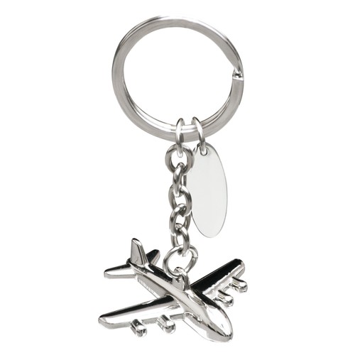 Porte-clés Avion 3D en Métal Chromé Personnalisable
