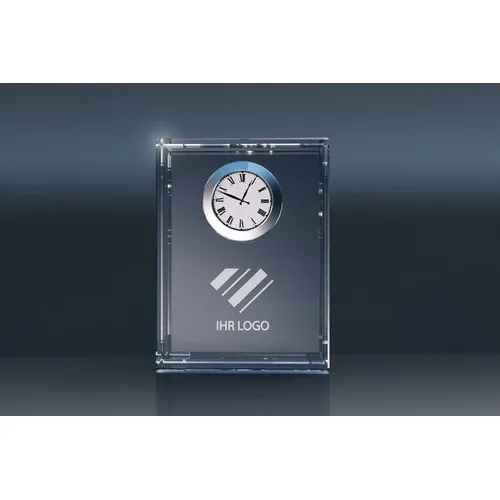 Horloge de Bureau en Cristal Personnalisable - Gravure 3D Incluse