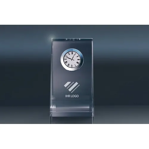 Horloge de Bureau en Cristal Personnalisable - Gravure 3D Incluse