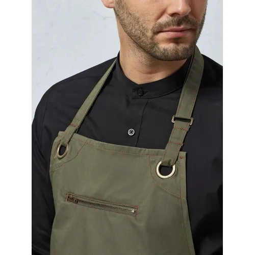 'Barley' Contrast Stitch Sustainable Bib Apron