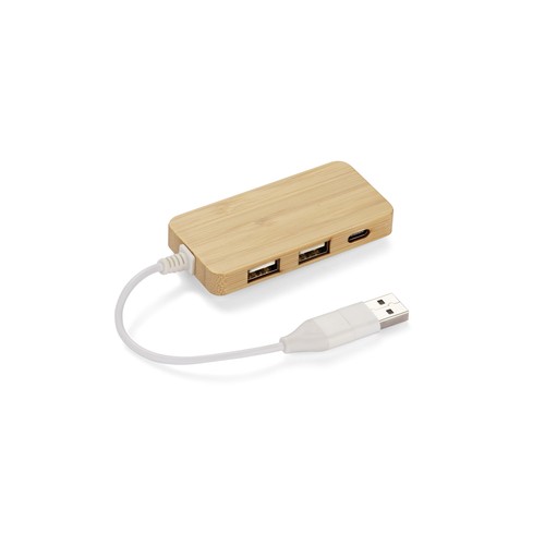 Hub USB 3 Ports + USB-C en Bambou Personnalisable