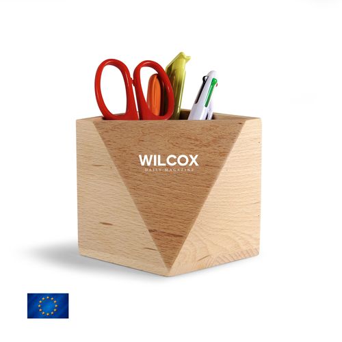 Pot à Crayons Hexagonal en Hêtre - Fabrication Européenne Éco-responsable