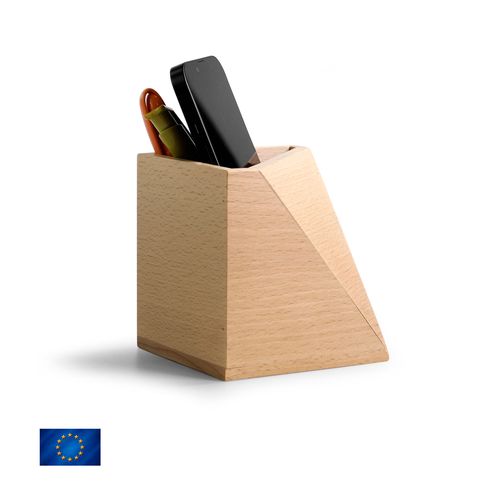 Pot à Crayons Hexagonal en Hêtre - Fabrication Européenne Éco-responsable