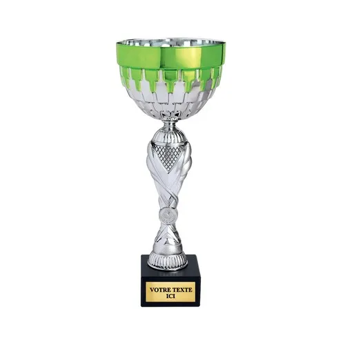 Coupe Football Argent Bleu sur Socle Marbre - Trophée Personnalisable