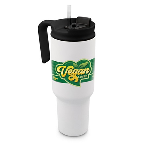 Mug Isotherme 1100 ml avec Poignée et Paille - Personnalisable