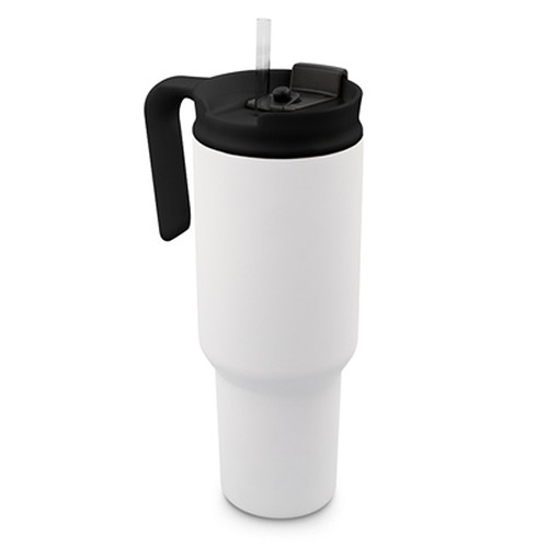 Mug Isotherme 1100 ml avec Poignée et Paille - Personnalisable