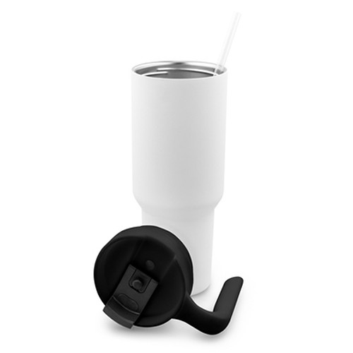 Mug Isotherme 1100 ml avec Poignée et Paille - Personnalisable
