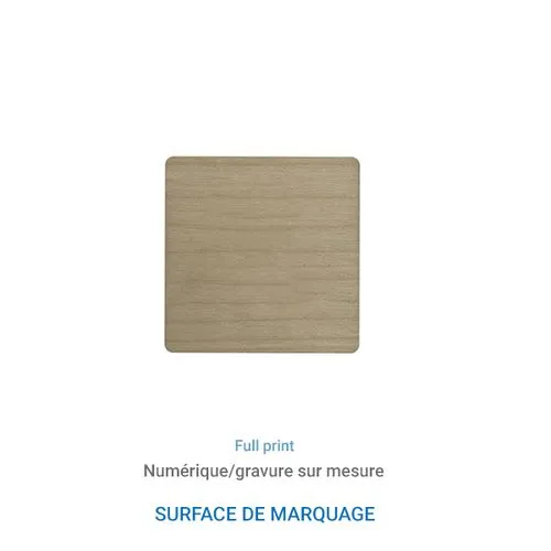 Badge en bois AIMANTÉ - France Carré 30 mm Bois véritable