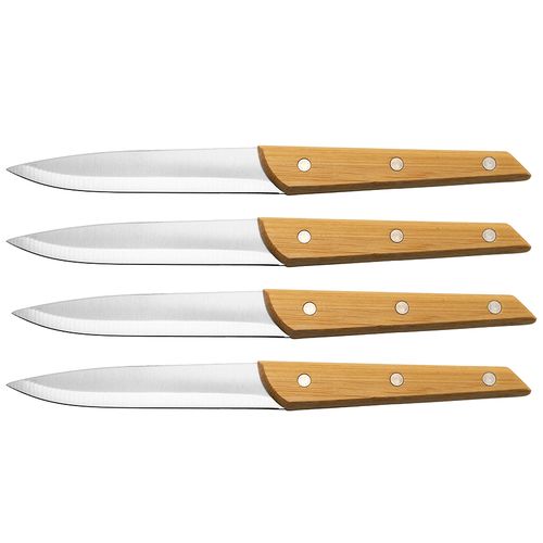 Set de 4 Couteaux de Table en Bambou Personnalisables - Coffret Cadeau