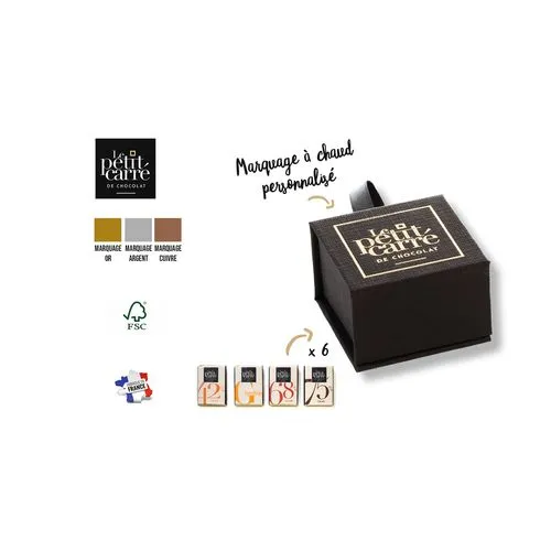 Écrin de Noël Personnalisé 6 Carrés de Chocolat Premium