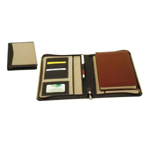 Porte-documents conférencier cuir et tissu personnalisable 33x26cm