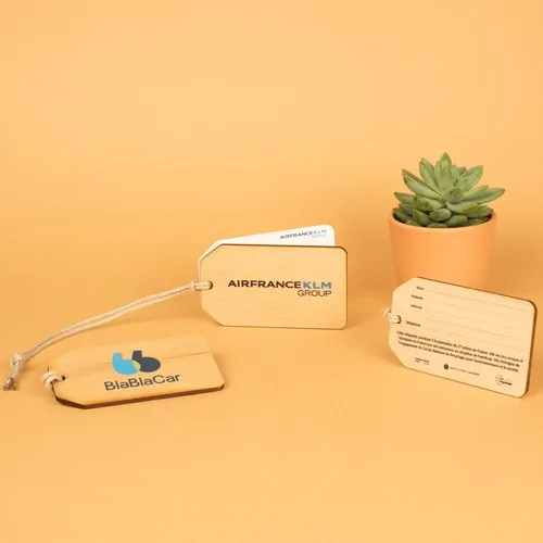 Étiquette Bagage Bois Personnalisée avec Carte - Made in France