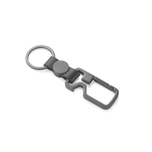 Porte-clés Bicolore Cuir PU et Métal Graphite Personnalisable