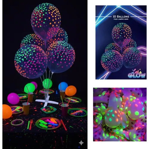 Ballons Fluo Néon UV 30 cm - Lot de 10 - Personnalisables
