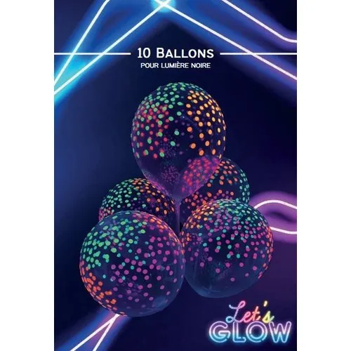 Ballons Fluo Néon UV 30 cm - Lot de 10 - Personnalisables