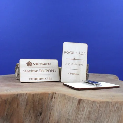 Badge Bois Magnétique Personnalisable - Fabrication Française