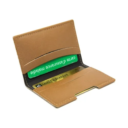 PORTE-CARTES FOLIO AVEC OU SANS ANTI-RFID CUIR RECYCLÉ MARRON - MADE IN EUROPE