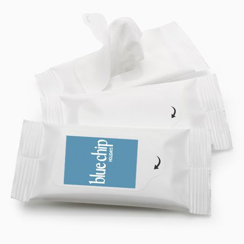 Pochette de 10 lingettes humides personnalisables - Format poche