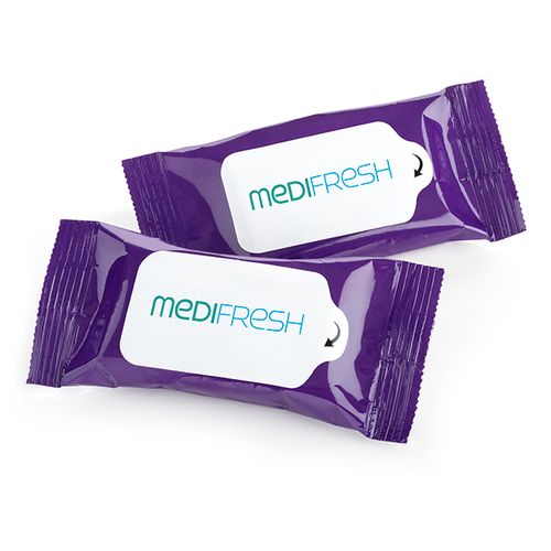 Pochette de 10 lingettes humides personnalisables - Format poche