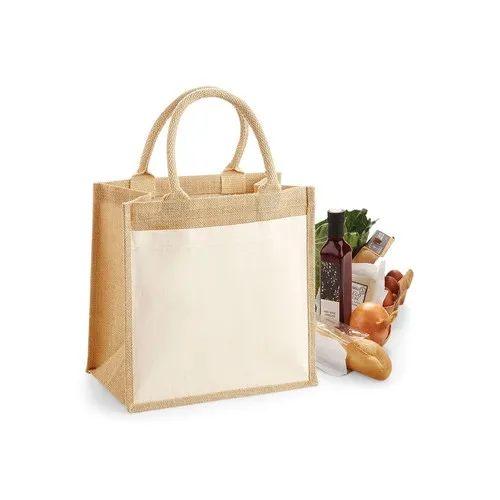 Petit sac fourre-tout en jute avec poche en coton