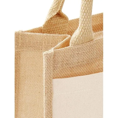 Petit sac fourre-tout en jute avec poche en coton