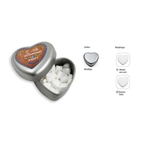 Boîte Cœur Métallique Personnalisée - Dextrose Goût Citron