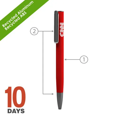 URRGH Stylo à bille en aluminium recyclé avec caoutchouc rouge