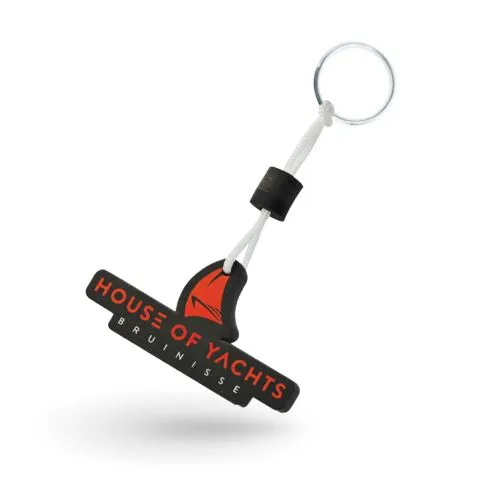 Porte-clés mousqueton + lanière avec plaque aluminium