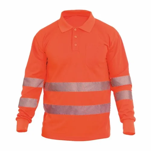 Polo Haute Visibilité Manches Longues avec Bandes Réfléchissantes