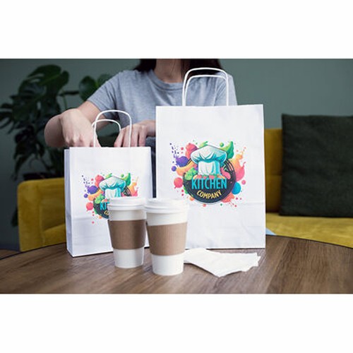 Sac Papier A5 Blanc Personnalisable - Poignées Renforcées 4kg