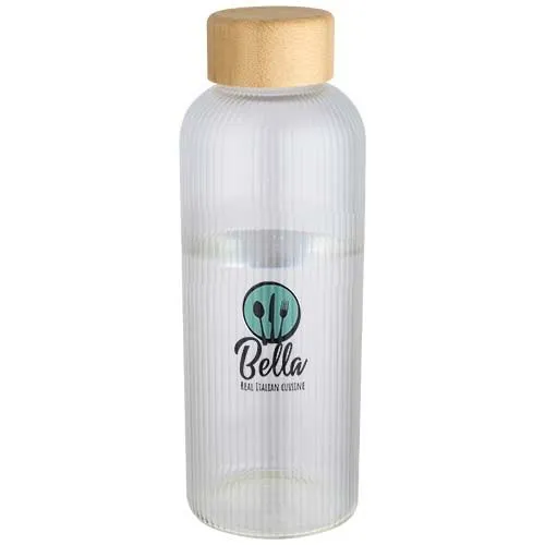 Gourde Verre Borosilicate 650ml Couvercle Bambou Personnalisable