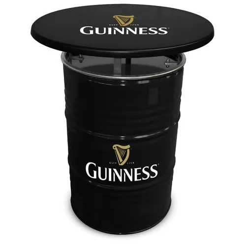 Table Baril Noir Personnalisable - Hauteur Bar avec Plateau Noir