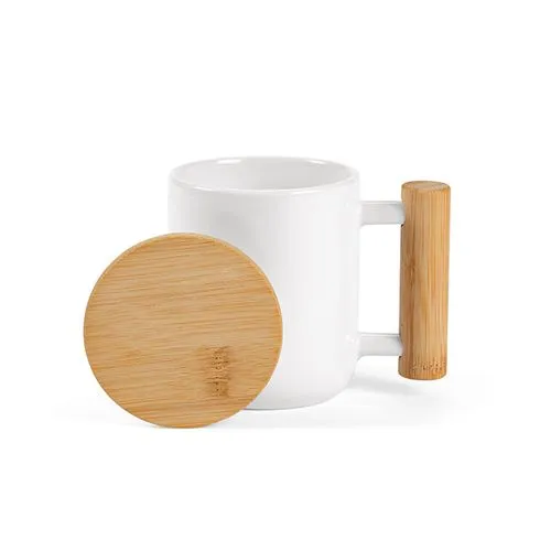 Mug Douro céramique, bouchon /anse en bambou 380 ml. Sublimation