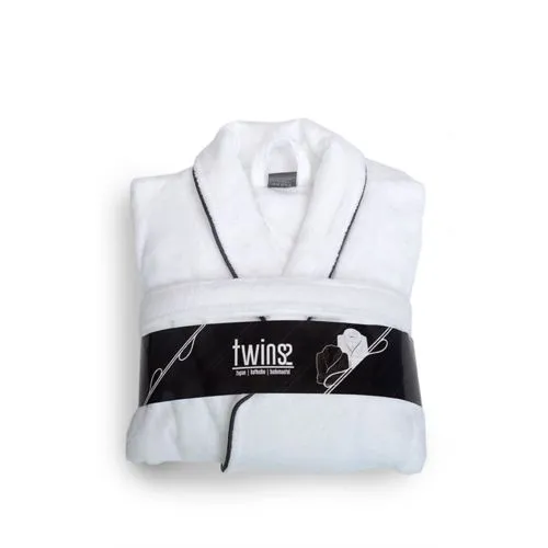 Peignoir Personnalisable Col Châle TWINS - Velours et Éponge Premium