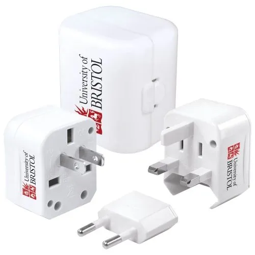 Adaptateur de Voyage Universel USB-C Personnalisable - Cadeau d'Affaires