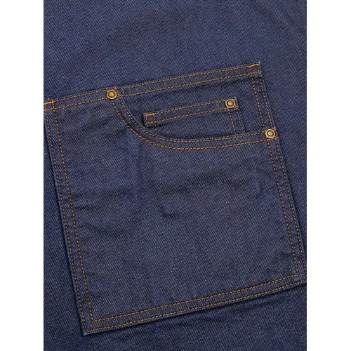 "District" Waxed Look Denim Bib Apron