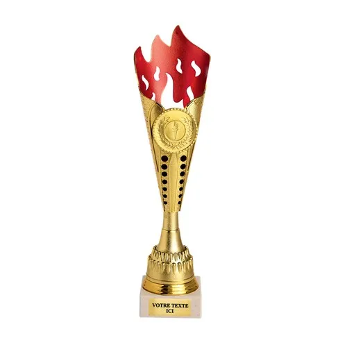 Coupe de Prestige Or et Rouge sur Socle Marbre - Trophée Personnalisable