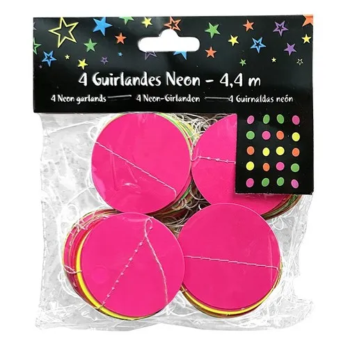4 Guirlandes 4.4 m DOTS FLUO NEON UV