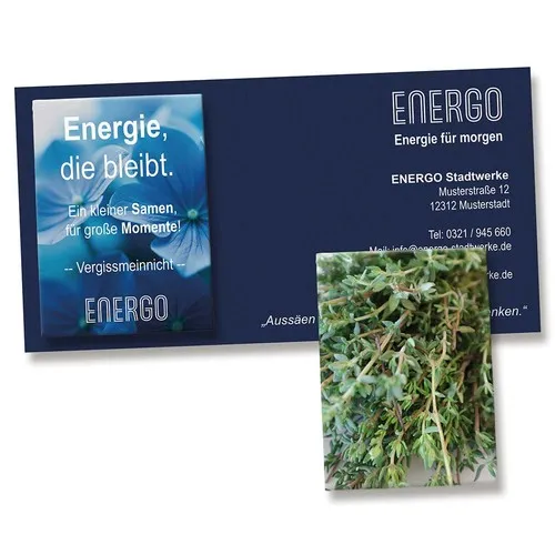 Sachet de Graines de Thym sur Carte Publicitaire Personnalisée