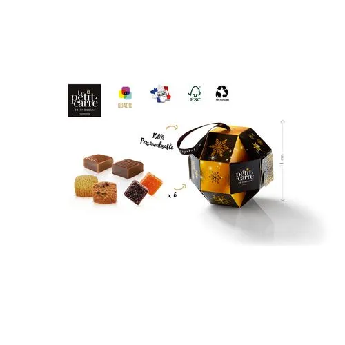 Boule de Noël Gourmande 3 Spécialités Bio - Cadeau Client Personnalisé