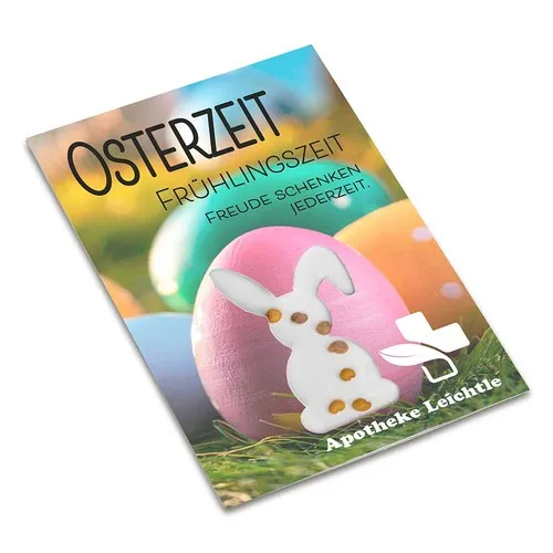 Carte publicitaire avec graines Pâques - Mini-aubergine personnalisable