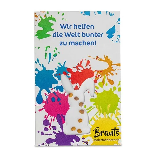 Carte publicitaire avec graines Pâques - Mini-aubergine personnalisable